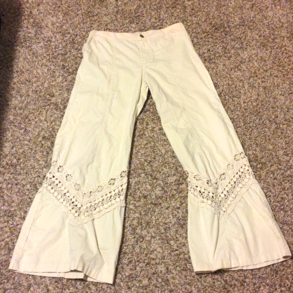 XCVI Beige Lakewood Crochet Pants, Size M